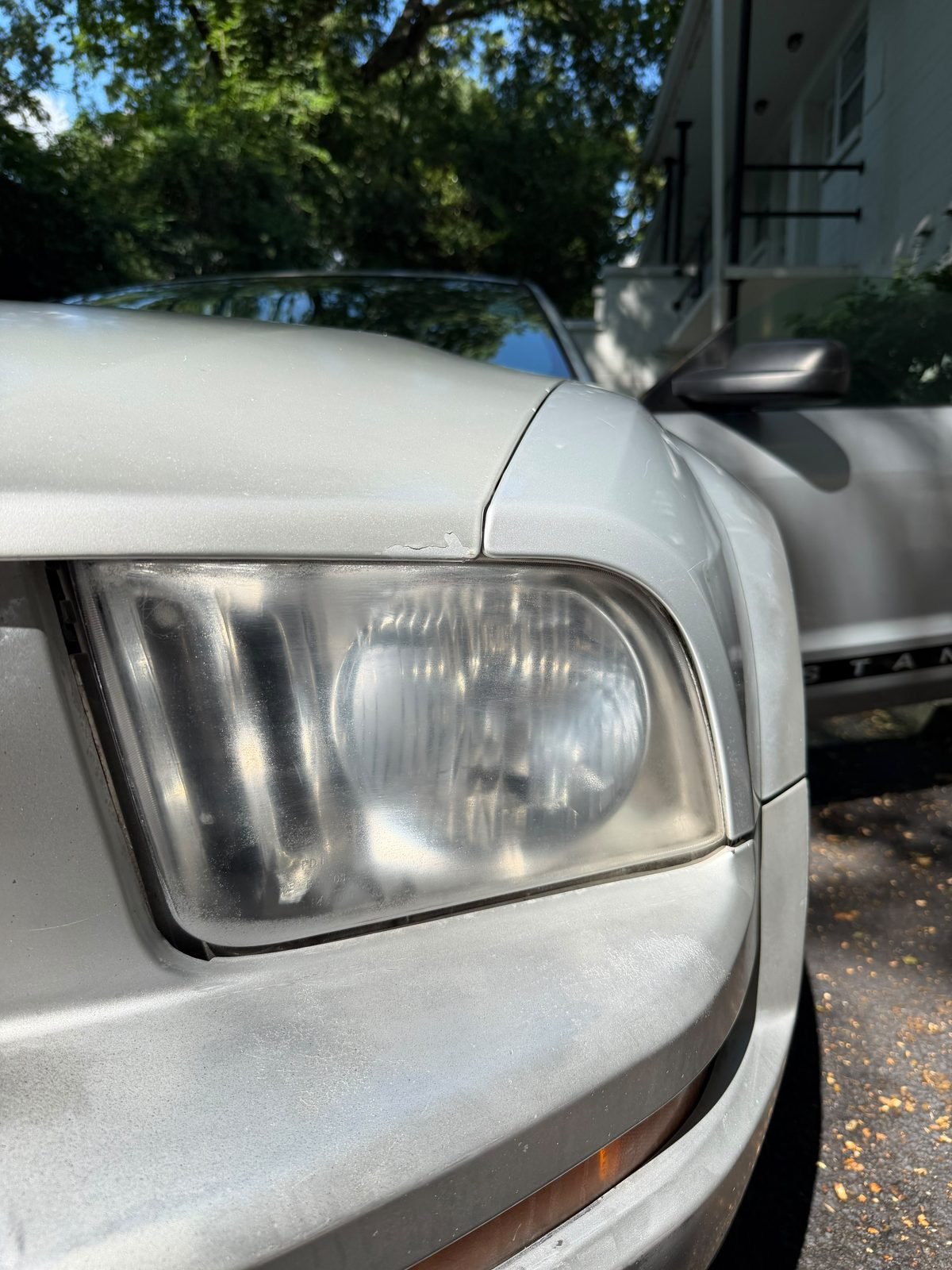 Headlight restoration close-up